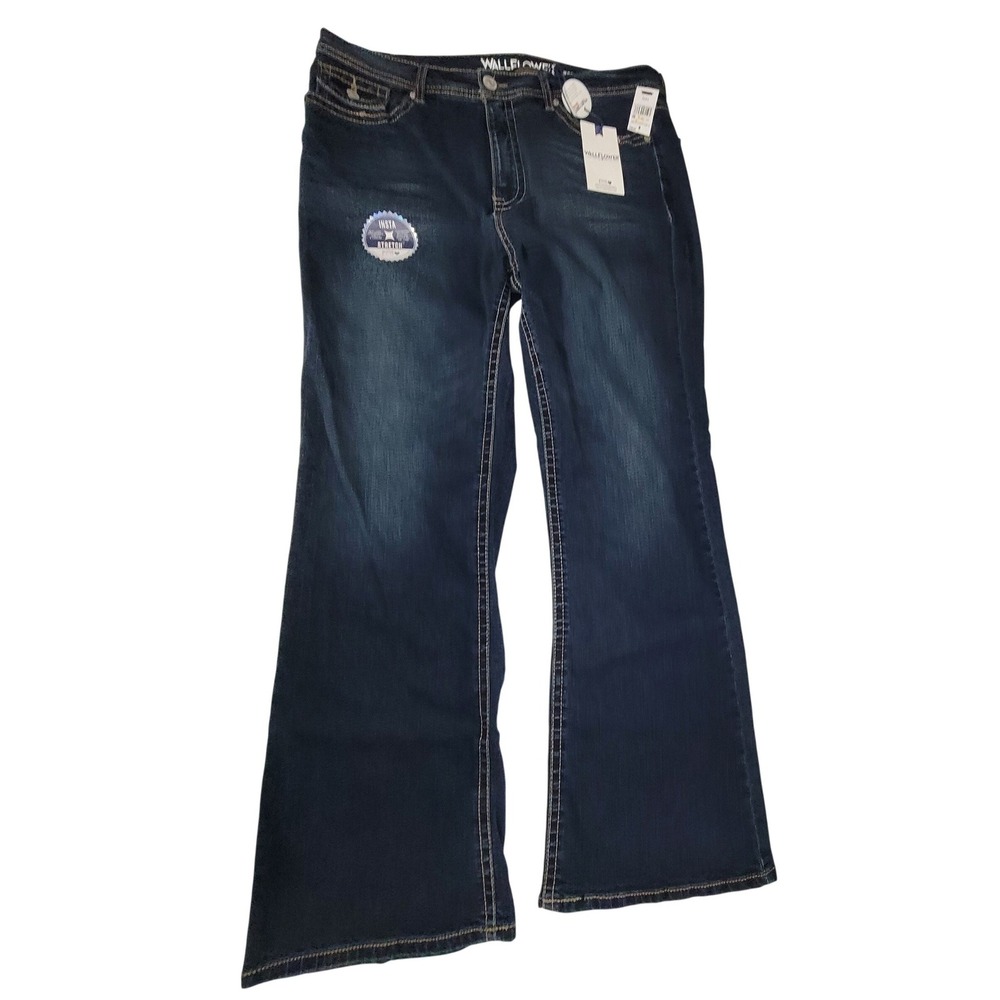 WallFlower Flirty Curvy High Rise‎ Flare Jeans 14W Dark Wash Insta Stretch